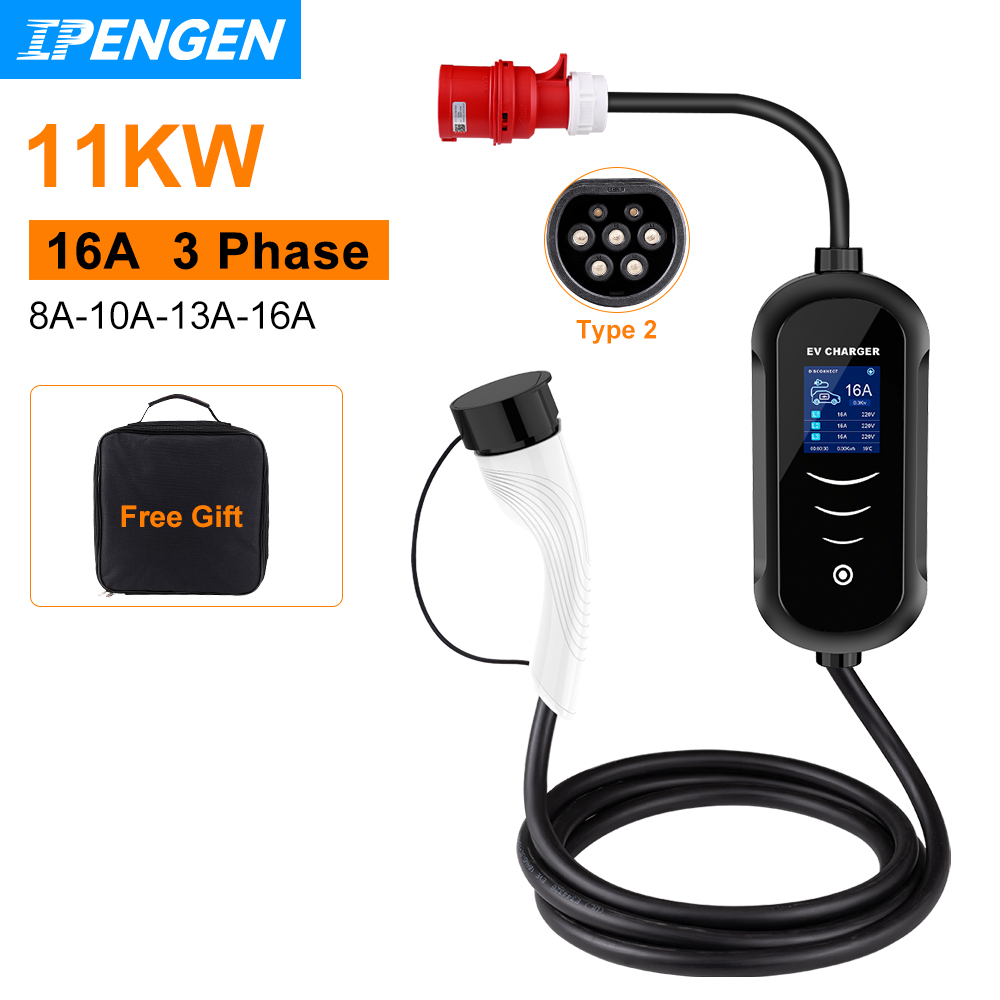 Type 2 Portable Ev Charger 11Kw Cee - IPENGEN 11KW 16A 3 Phase EV