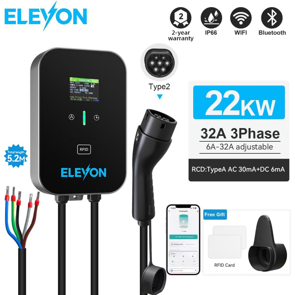 Ev Charger Type 2 22Kw 32A 3 Phase - ELEVON EV Charging Station 22KW Type2