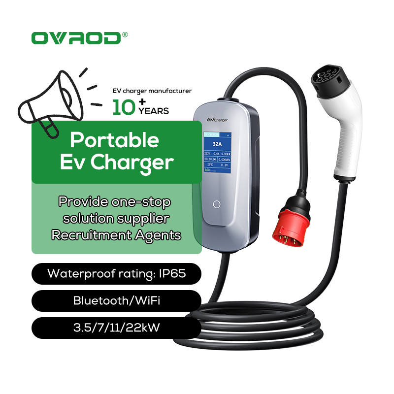 Type 2 Portable Ev Charger 11Kw Cee - Ovrod Electric Car 16a Mode 2