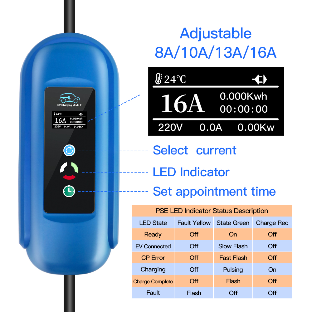 Kolanky EV Charger 16A 11KW Ty - Type 2 Portable Ev Charger 11Kw Cee 评论和价格