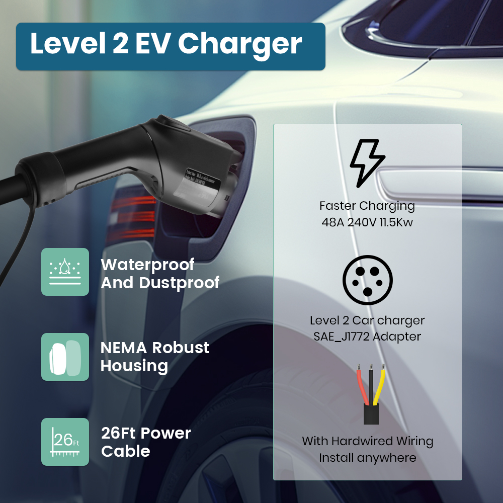 Junsun Level 2 EV Charger 48A  - J1772 Evse 32A Level 2 Charger 评论和价格